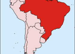 Brazilïe op de kaart van Zuid-Amerika